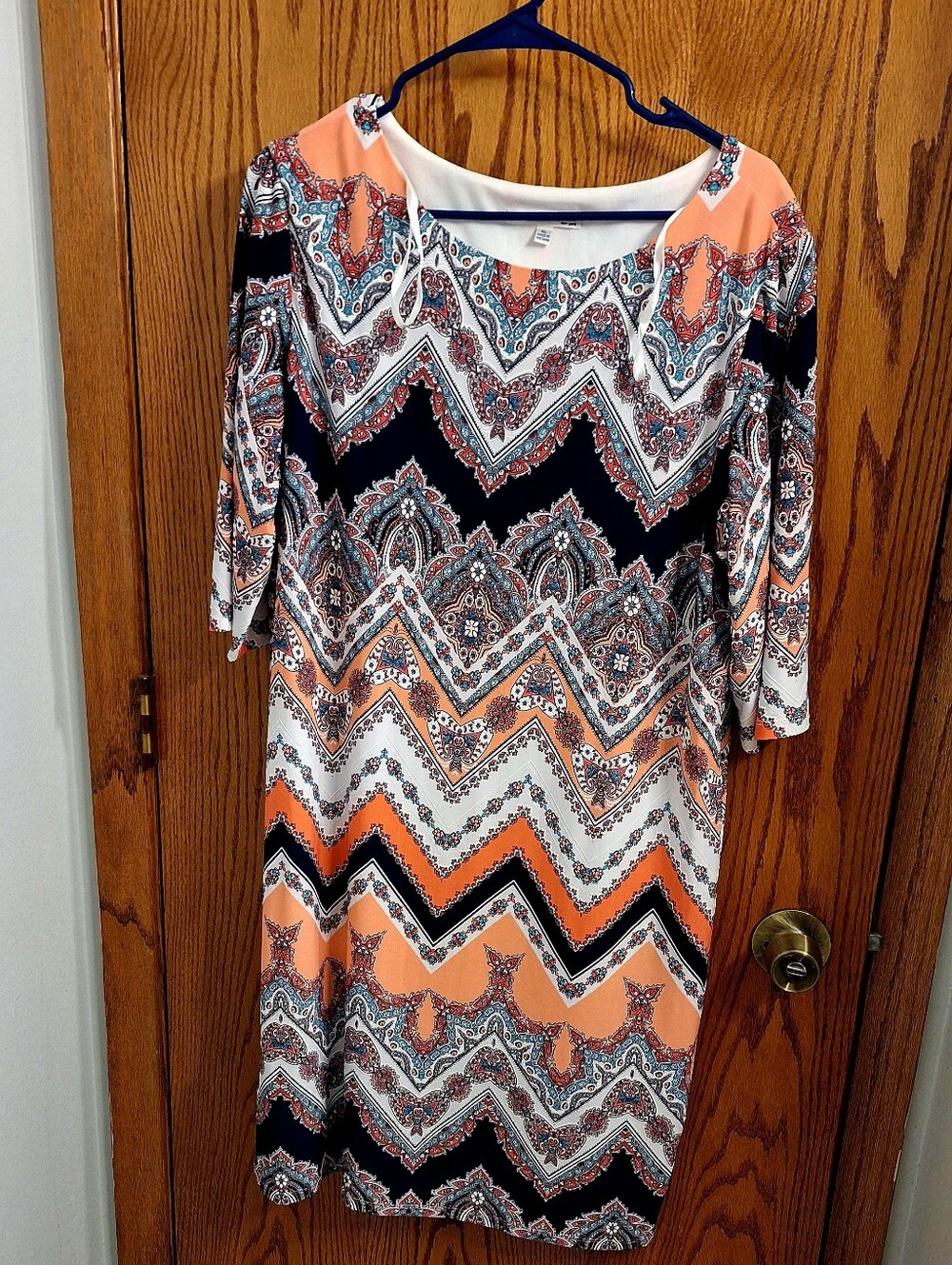 Peach Chevron Print Women's Tunic Top